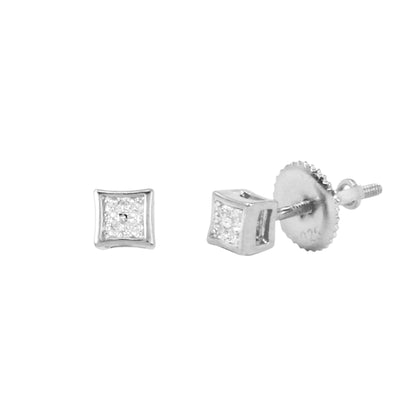 3mm Square Pave Set Cubic Zirconia Earrings - SSE-901