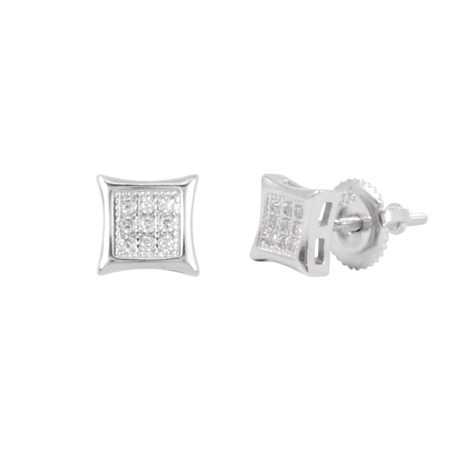 5mm Square Pave Set Cubic Zirconia Earrings - SSE-903