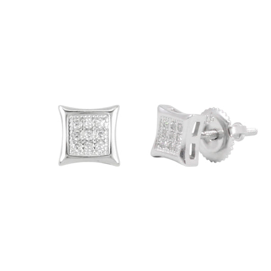 5mm Square Pave Set Cubic Zirconia Earrings - SSE-903