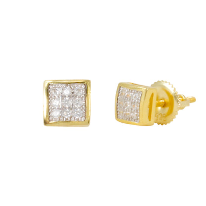 5mm Square Pave Set Cubic Zirconia Earrings - SSE-904