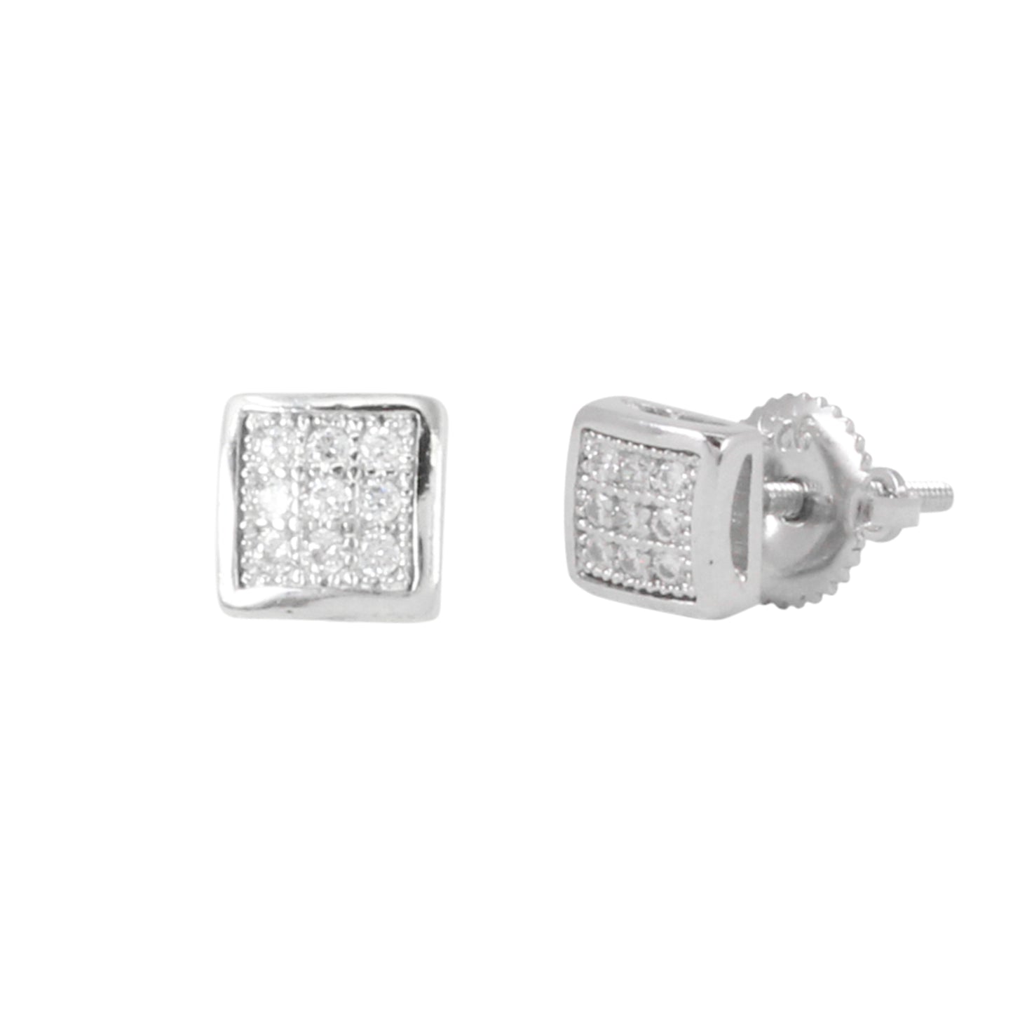 5mm Square Pave Set Cubic Zirconia Earrings - SSE-904