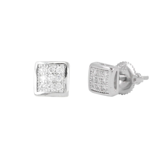 5mm Square Pave Set Cubic Zirconia Earrings - SSE-904