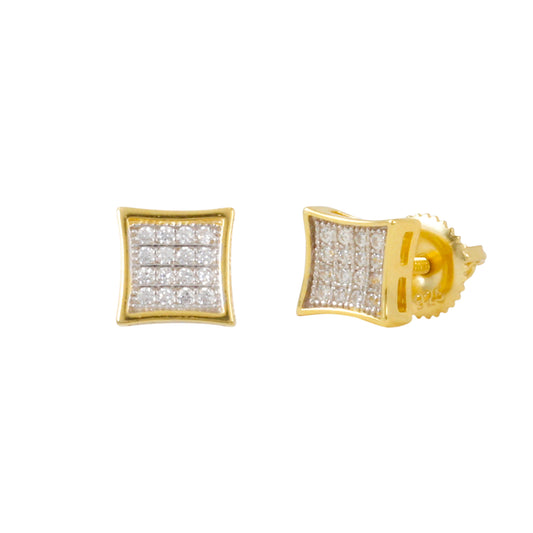 6mm Square Pave Set Cubic Zirconia Earrings - SSE-905