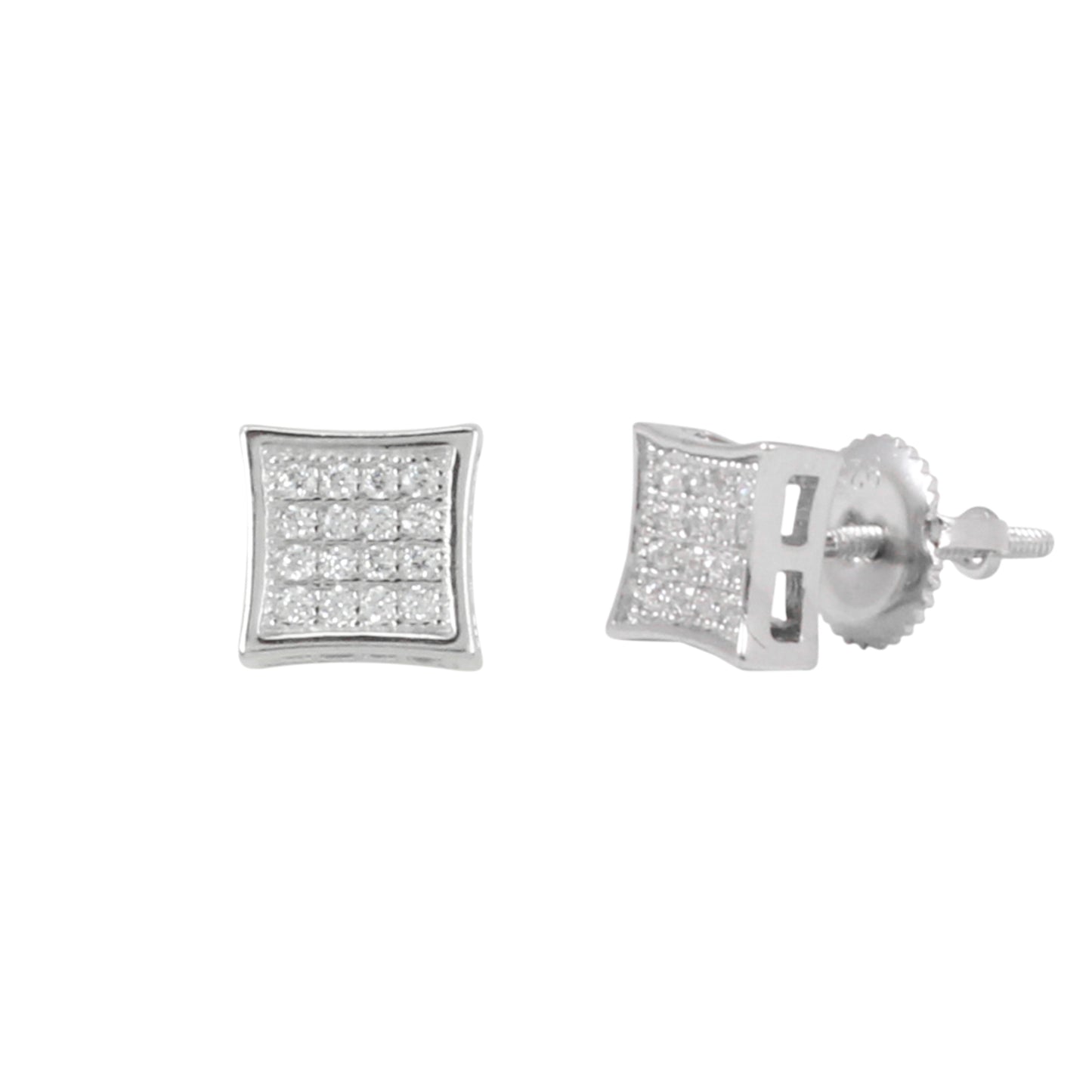 6mm Square Pave Set Cubic Zirconia Earrings - SSE-905