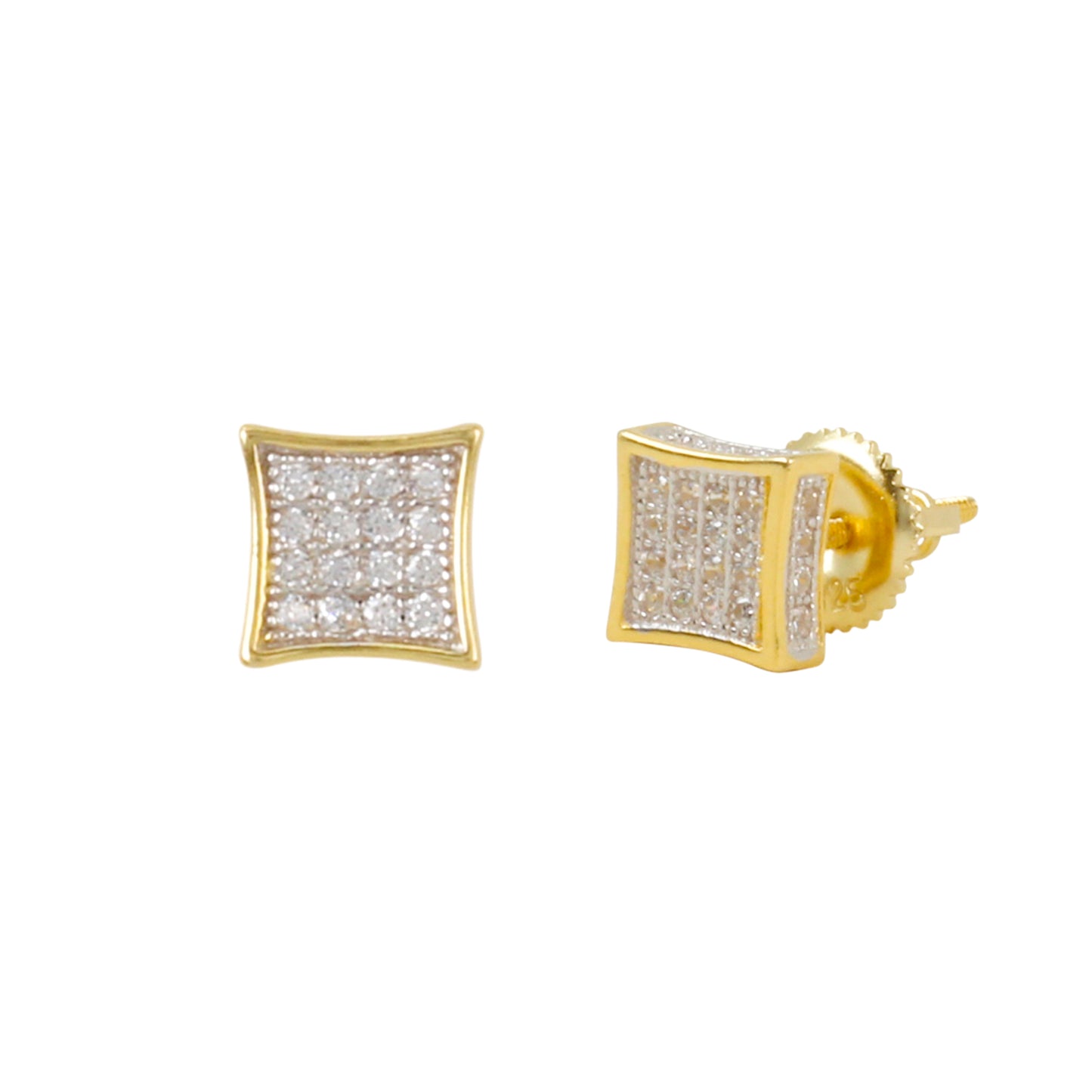 6mm Square Pave Set Cubic Zirconia Earrings - SSE-906
