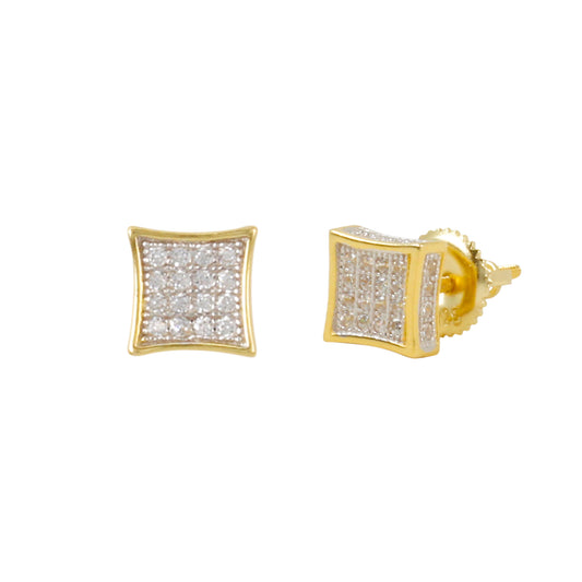 6mm Square Pave Set Cubic Zirconia Earrings - SSE-906