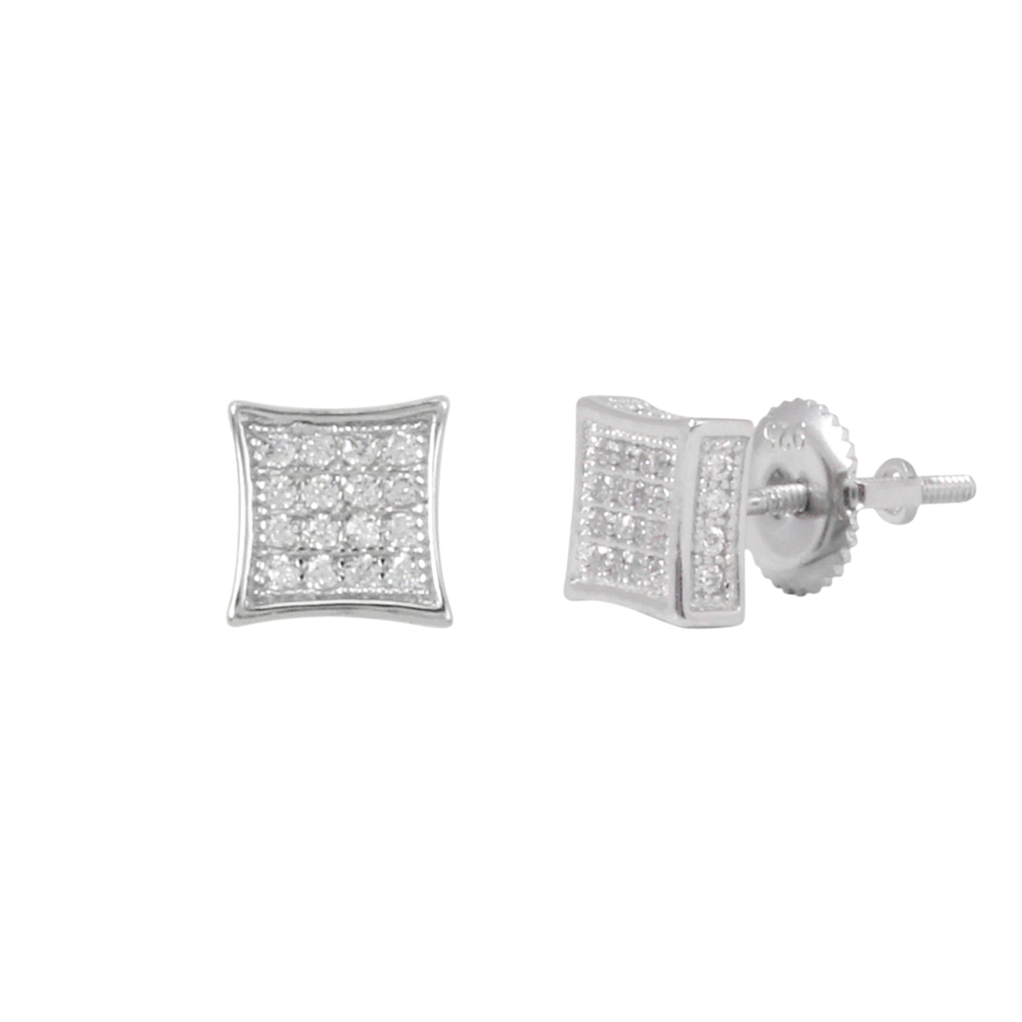 6mm Square Pave Set Cubic Zirconia Earrings - SSE-906