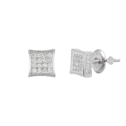6mm Square Pave Set Cubic Zirconia Earrings - SSE-906