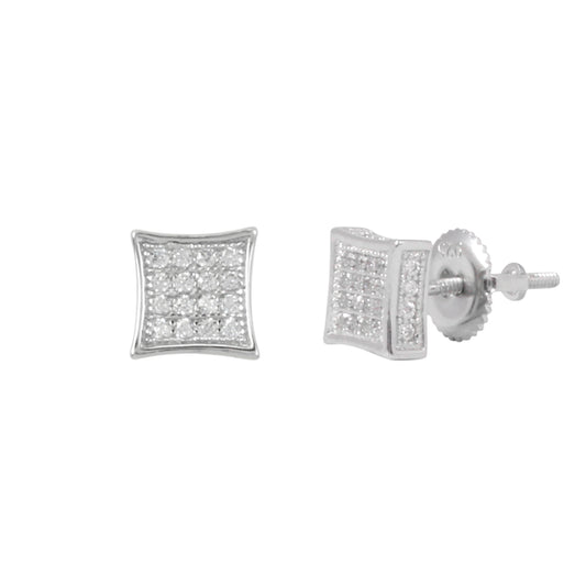 6mm Square Pave Set Cubic Zirconia Earrings - SSE-906