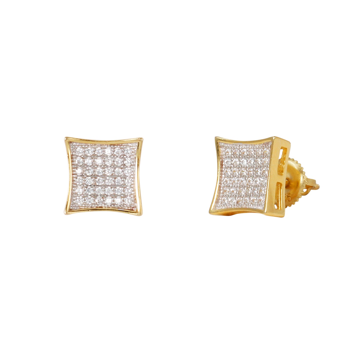 10mm Square Pave Set Cubic Zirconia Earrings - SSE-909
