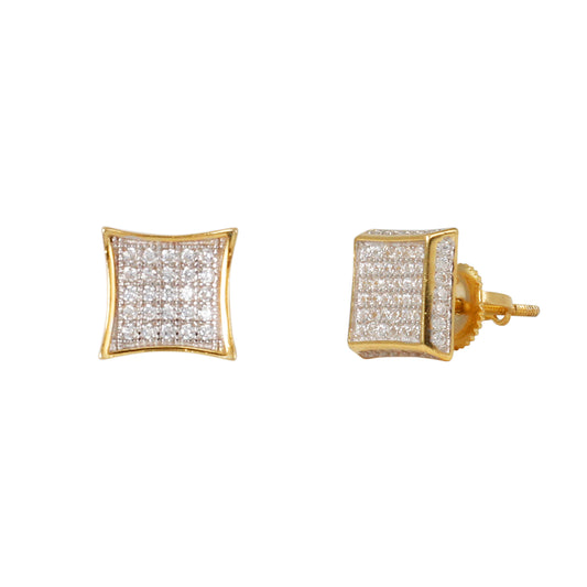 8mm Square Pave Set Cubic Zirconia Earrings - SSE-910