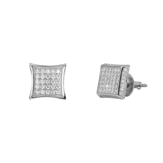 8mm Square Pave Set Cubic Zirconia Earrings - SSE-910