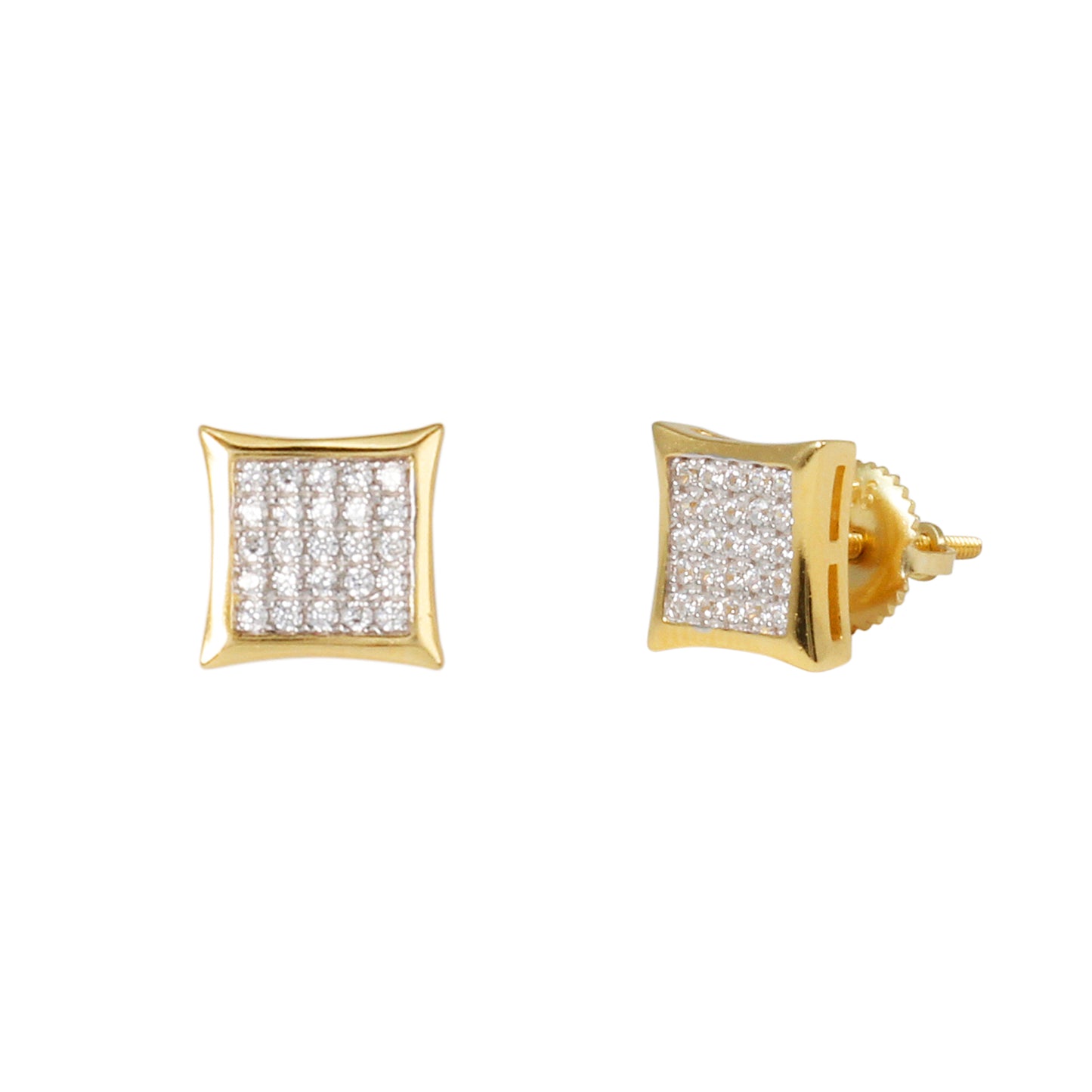 8mm Square Pave Set Cubic Zirconia Earrings - SSE-911