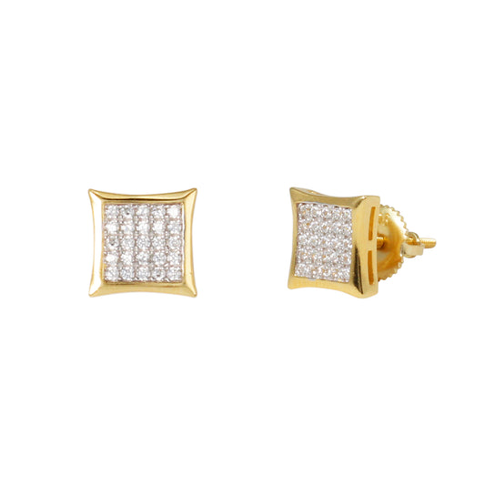 8mm Square Pave Set Cubic Zirconia Earrings - SSE-911