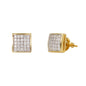 8mm Square Pave Set Cubic Zirconia Earrings - SSE-915