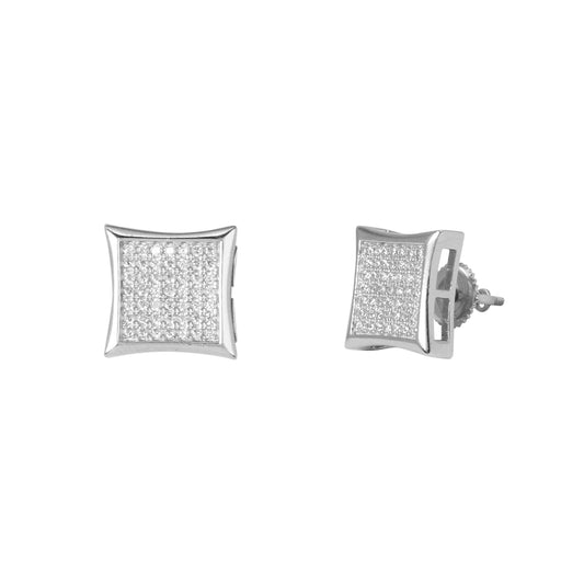 11mm Square Pave Set Cubic Zirconia Earrings - SSE-917
