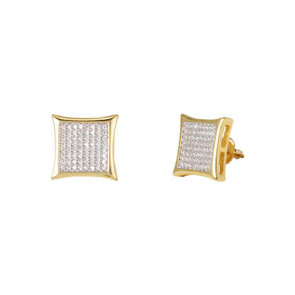 13mm Square Pave Set Cubic Zirconia Earrings - SSE-918