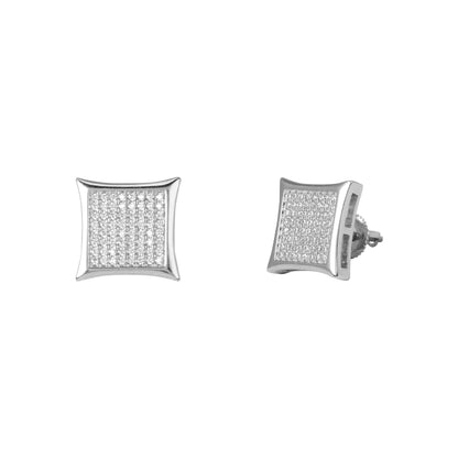 13mm Square Pave Set Cubic Zirconia Earrings - SSE-918