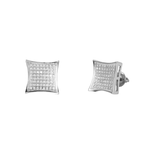 7mm Square Pave Set Cubic Zirconia Earrings - SSE-919