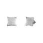 7mm Square Pave Set Cubic Zirconia Earrings - SSE-919