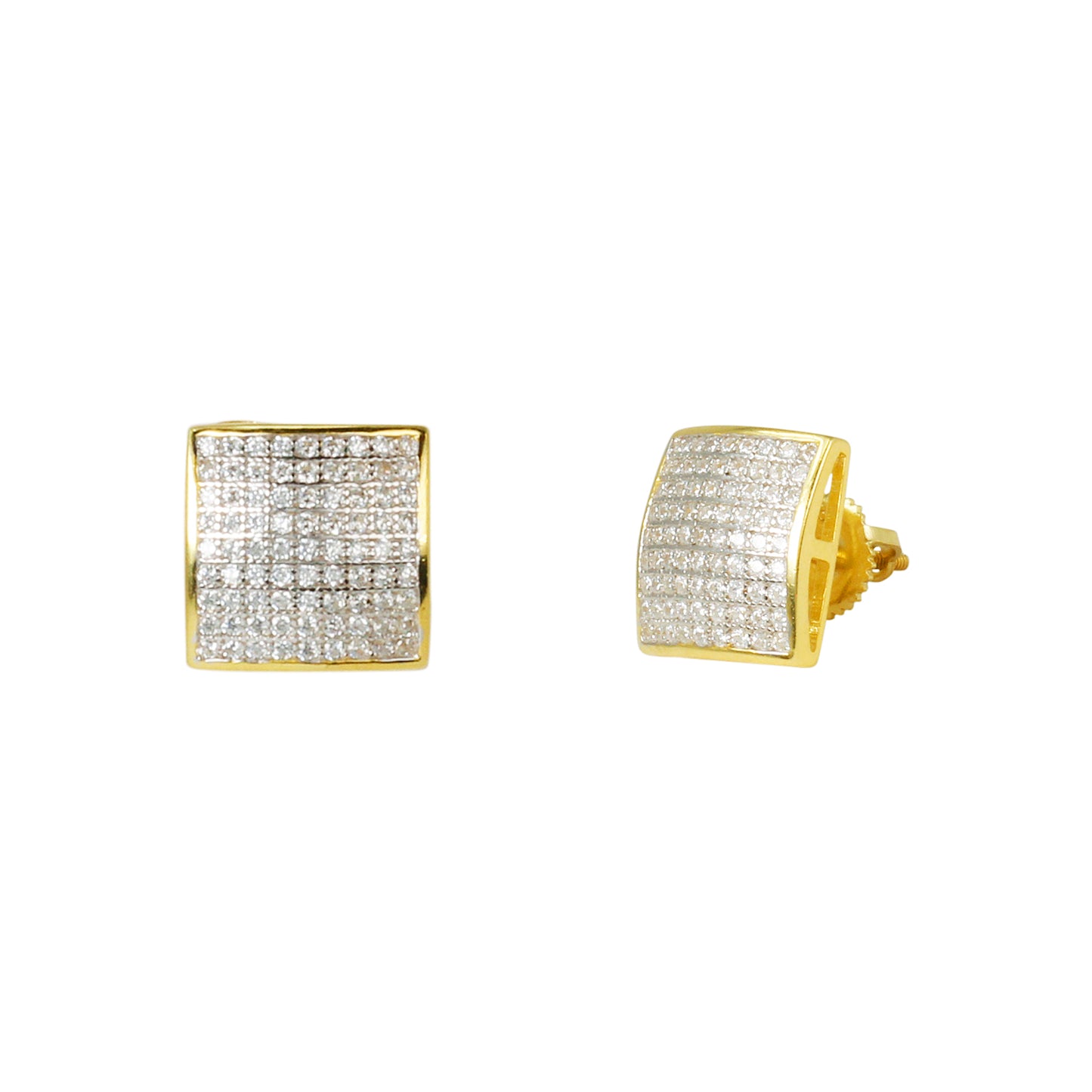 6mm Square Pave Set Cubic Zirconia Earrings - SSE-920