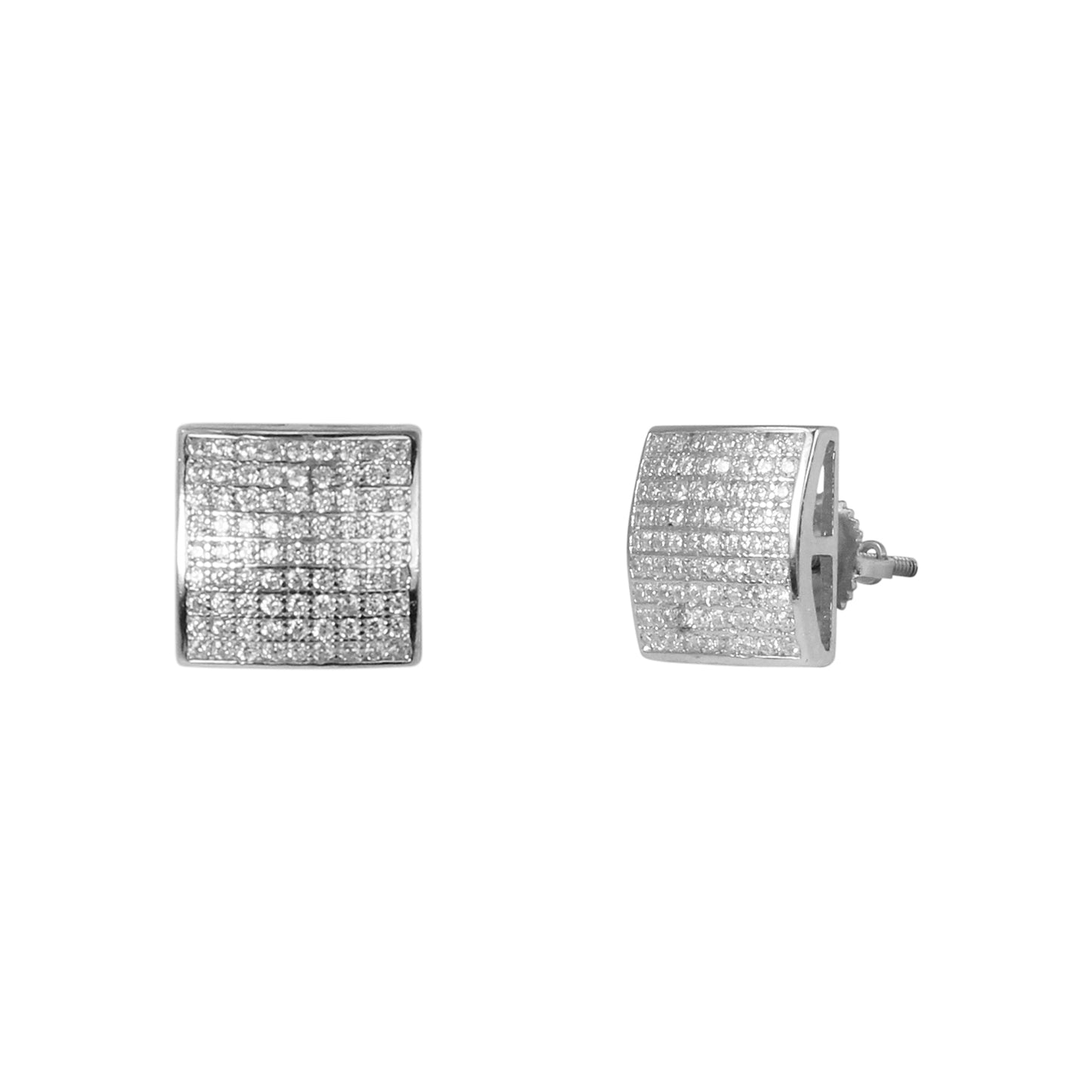 6mm Square Pave Set Cubic Zirconia Earrings - SSE-920