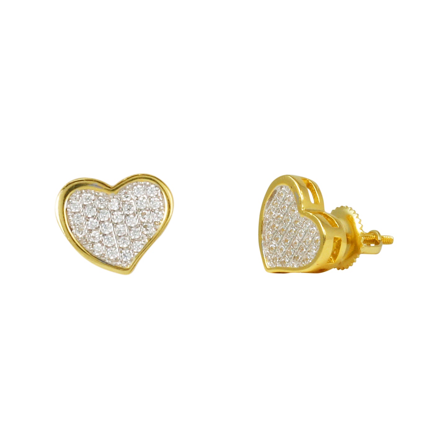 10mm Heart Pave Set Cubic Zirconia Earrings - SSE-921