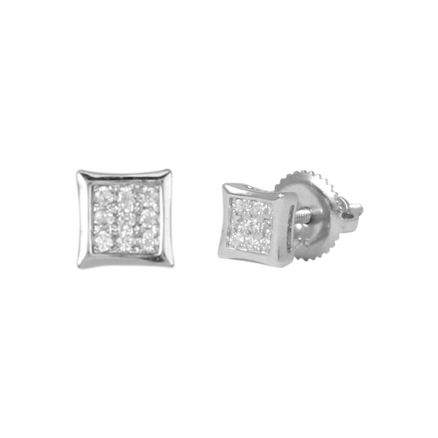 5mm Square Pave Set Cubic Zirconia Earrings - SSE-926