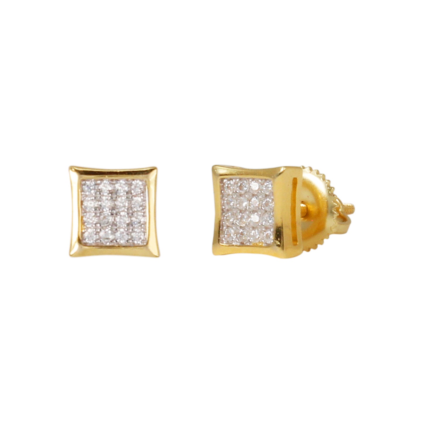 6mm Square Pave Set Cubic Zirconia Earrings - SSE-931