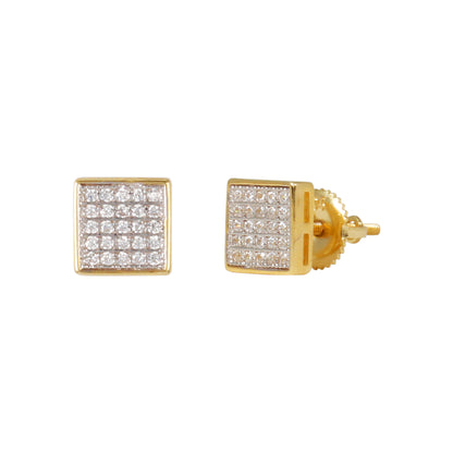 7mm Square Pave Set Cubic Zirconia Earrings - SSE-932