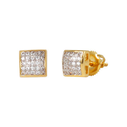 5mm Square Pave Set Cubic Zirconia Earrings - SSE-933