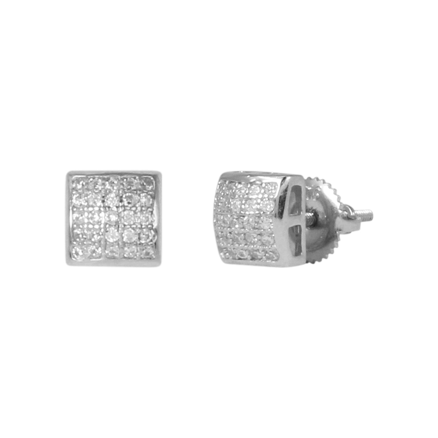 5mm Square Pave Set Cubic Zirconia Earrings - SSE-933