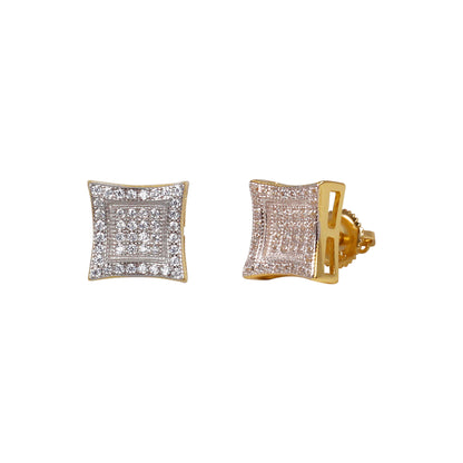 10mm Square Cluster Cubic Zirconia Earrings - SSE-935