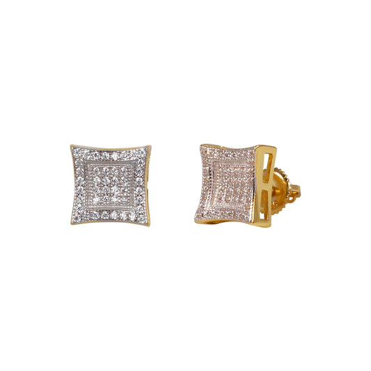 10mm Square Cluster Cubic Zirconia Earrings - SSE-935