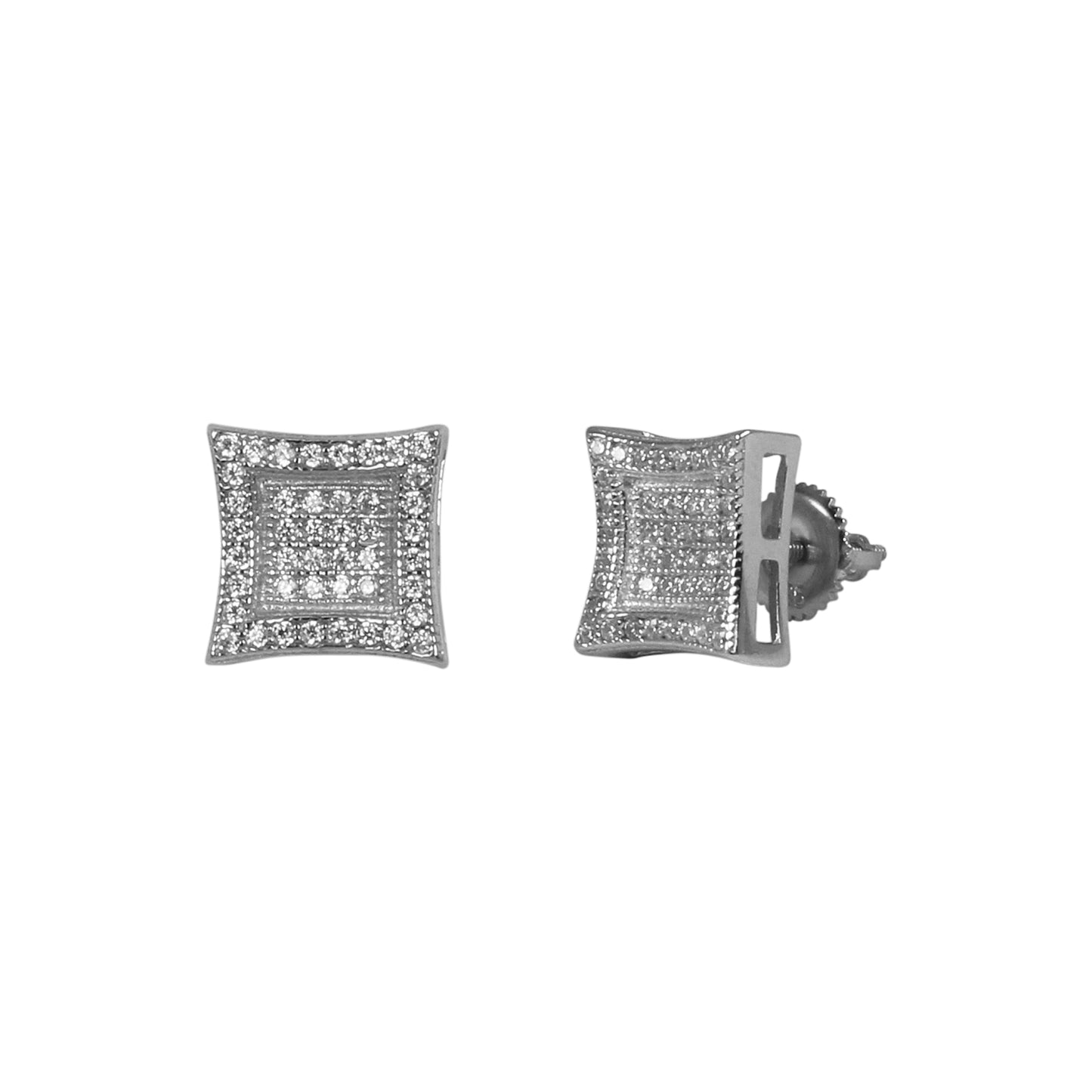 10mm Square Cluster Cubic Zirconia Earrings - SSE-935