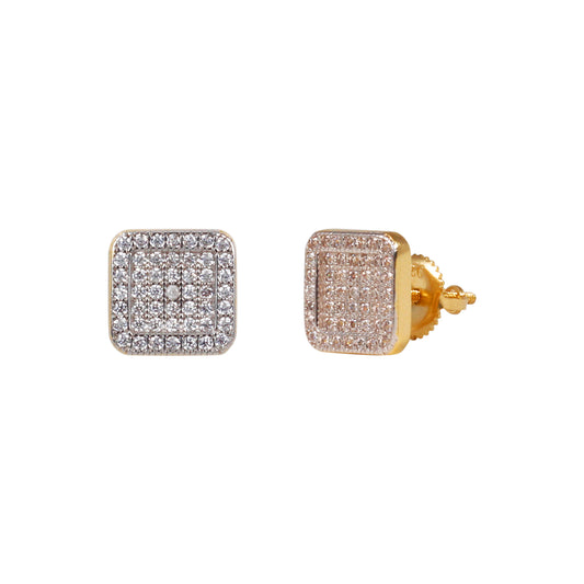 8mm Square Cluster Cubic Zirconia Earrings - SSE-936