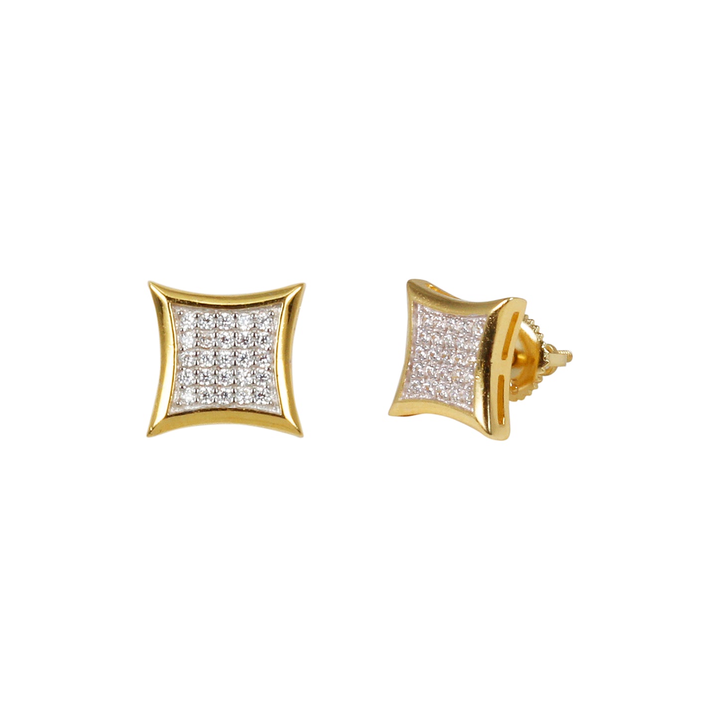 9mm Square Pave Set Cubic Zirconia Earrings - SSE-937