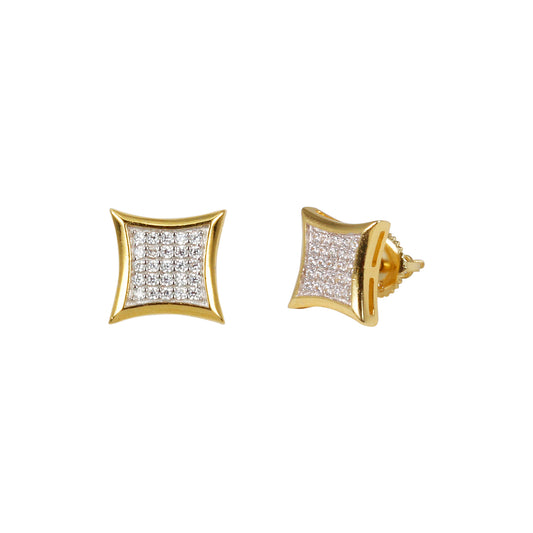 9mm Square Pave Set Cubic Zirconia Earrings - SSE-937