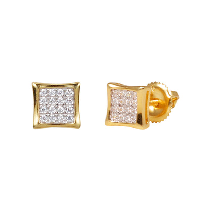 6mm Square Pave Set Cubic Zirconia Earrings - SSE-939