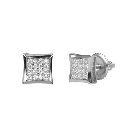 6mm Square Pave Set Cubic Zirconia Earrings - SSE-939
