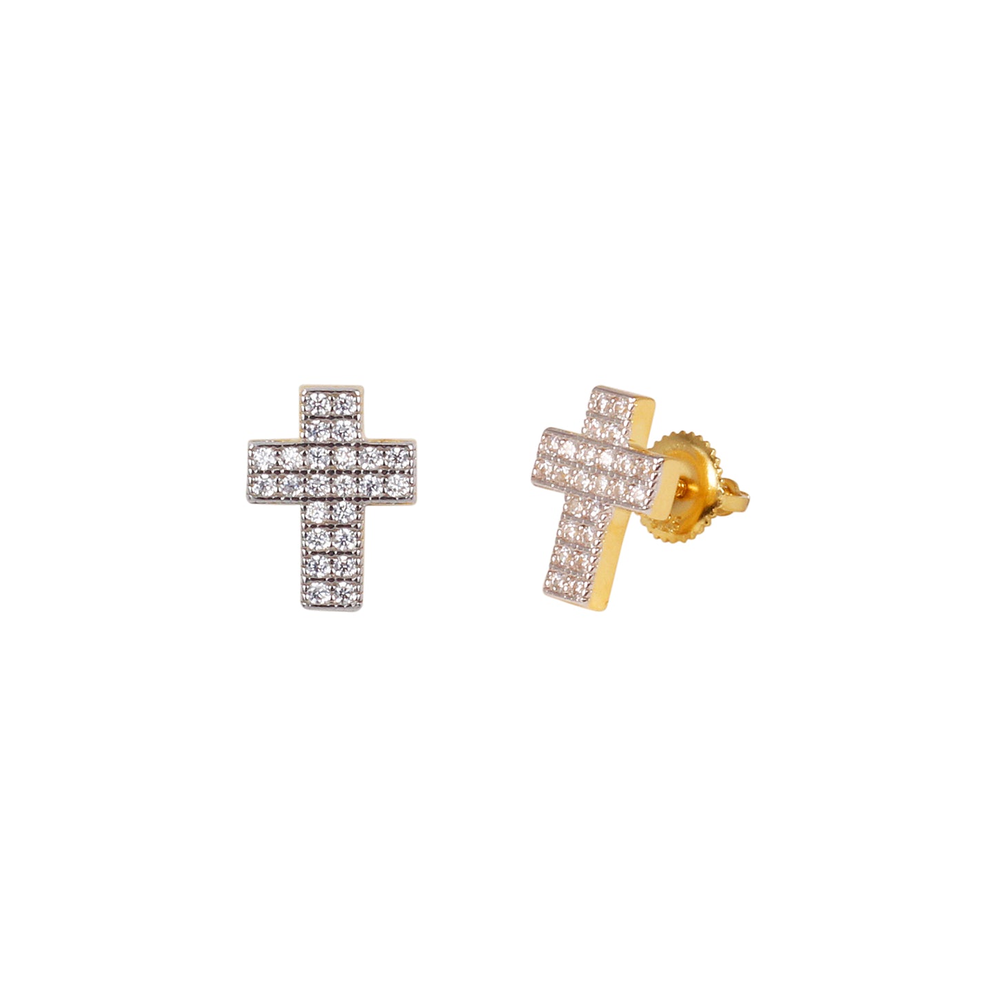 8mm Cross Pave Set Cubic Zirconia Earrings - SSE-940