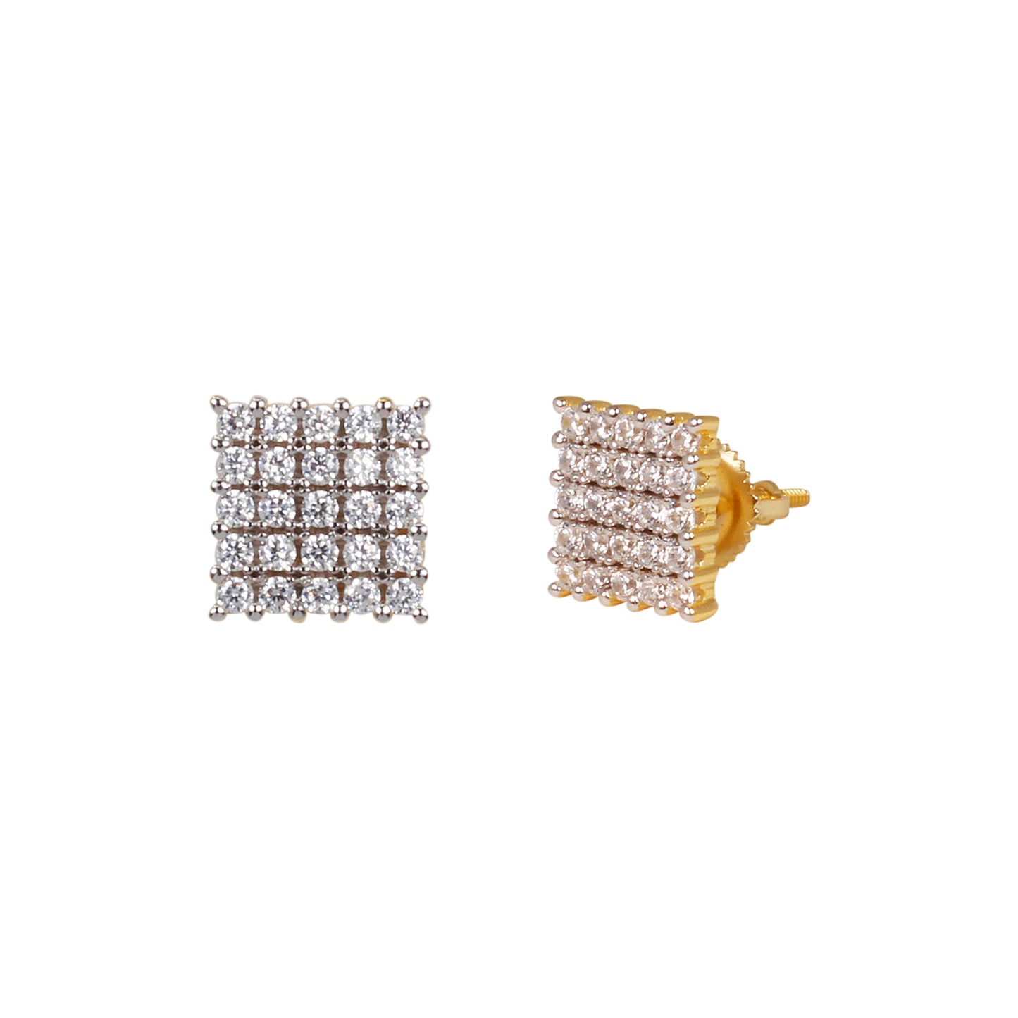 9mm Square Pave Set Cubic Zirconia Earrings - SSE-944