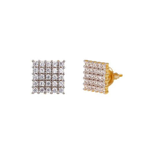 9mm Square Pave Set Cubic Zirconia Earrings - SSE-944