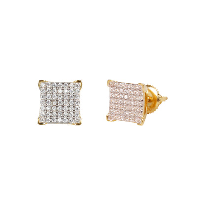 8mm Square Pave Set Cubic Zirconia Earrings - SSE-945