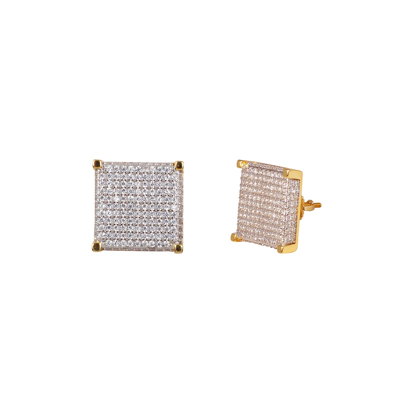 15mm Square Pave Set Cubic Zirconia Earrings - SSE-946