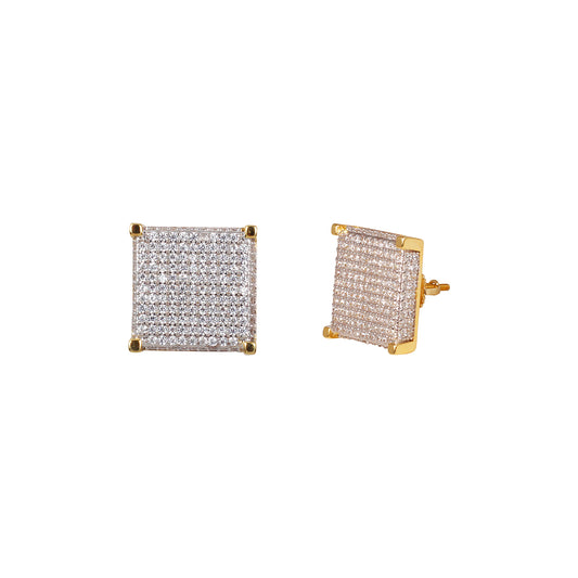 15mm Square Pave Set Cubic Zirconia Earrings - SSE-946