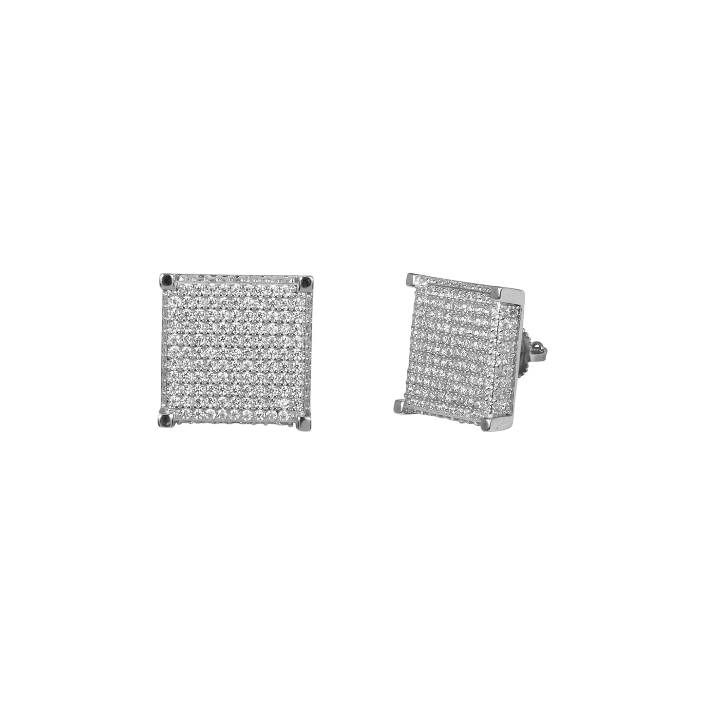 15mm Square Pave Set Cubic Zirconia Earrings - SSE-946