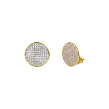 14mm Round Pave Set Cubic Zirconia Earrings - SSE-947