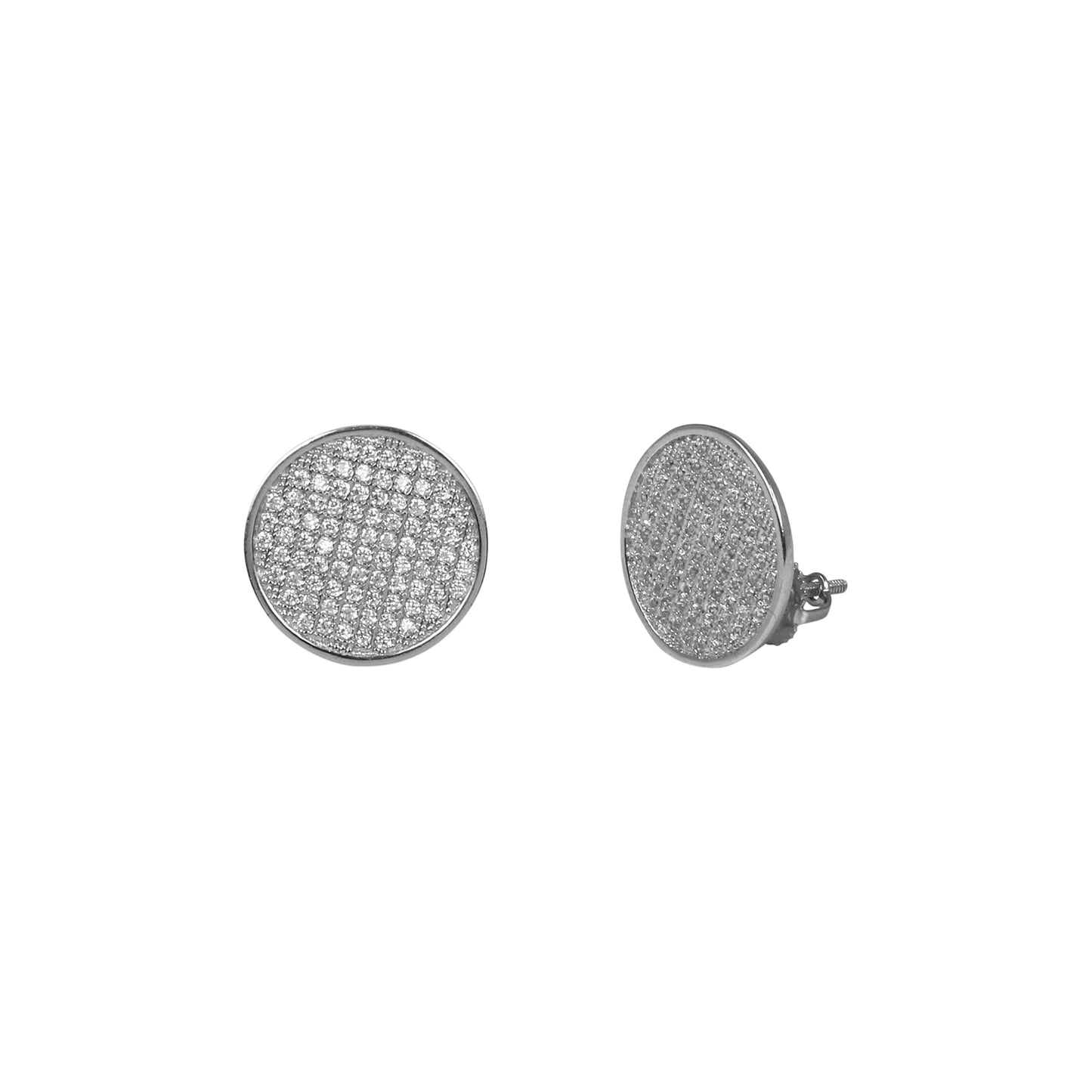 14mm Round Pave Set Cubic Zirconia Earrings - SSE-947
