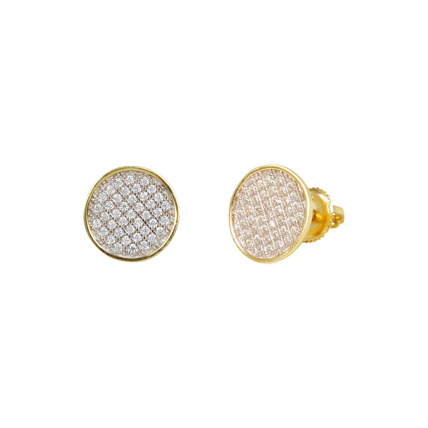 10mm Round Pave Set Cubic Zirconia Earrings - SSE-948